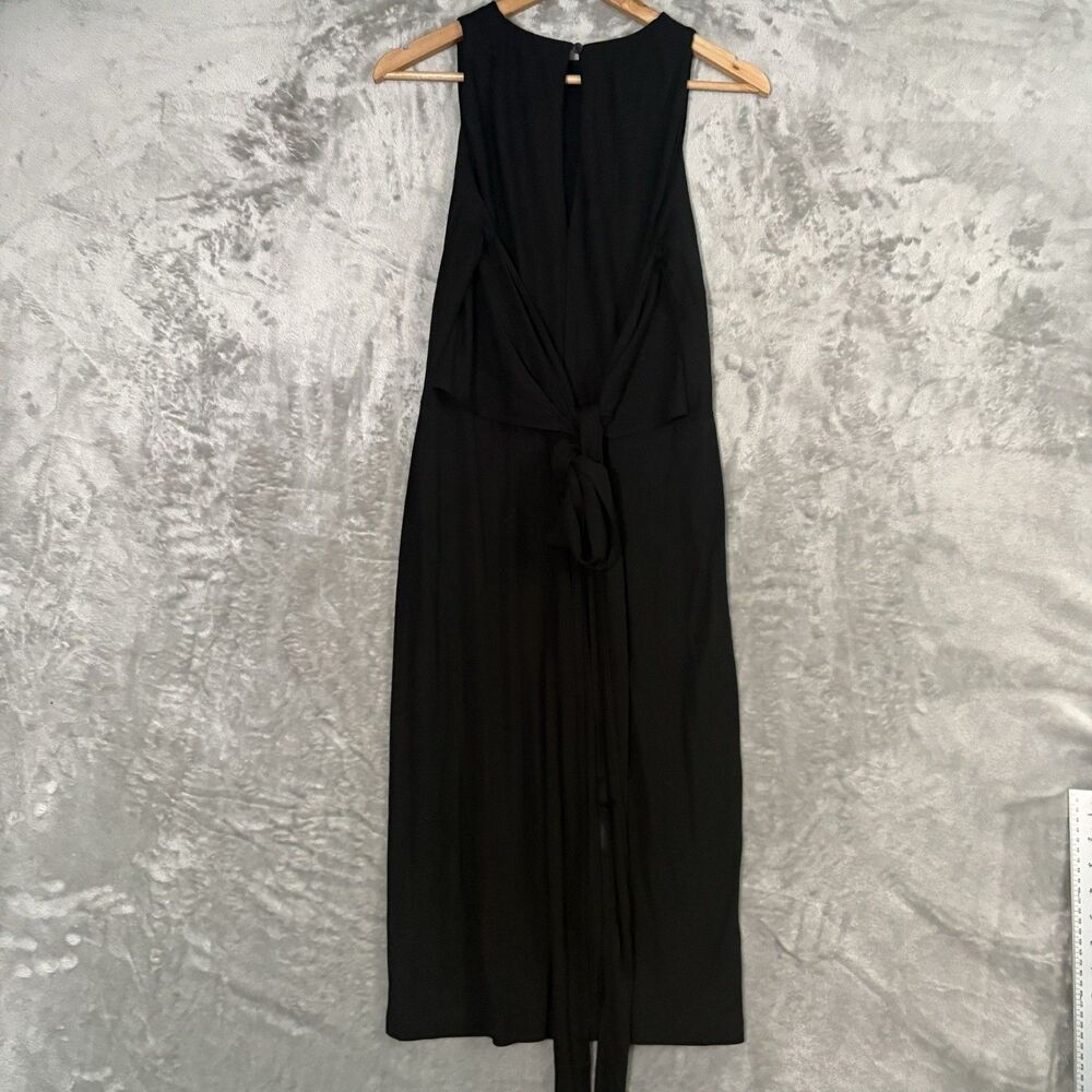 Lauren Ralph Lauren Tie Back Midi Dress Women M Black Sleeveless Cocktail Boho